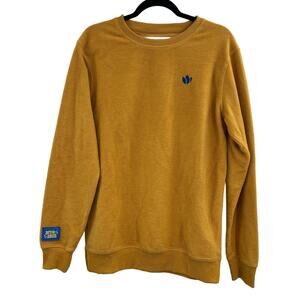 Dutch Bros Coffee Sweater Small Yellow Sweatshirt Fleece Logo Crew Neck Unisex